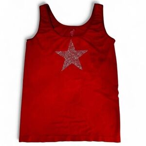 Y2K Red Soho Lady compression tank top rhinestone gem embellished star design